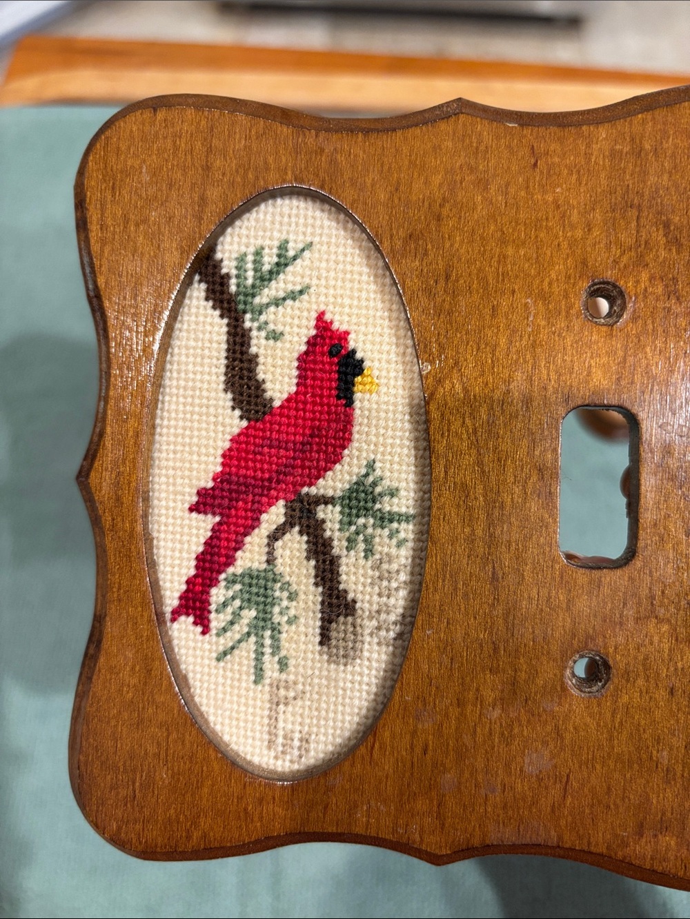 Handmade Wooden Switch Plate Covers with Cross-Stitch Birds - Picture 7 of 8